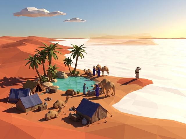 Concept image of Salt flats oasis