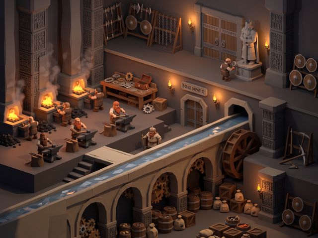 Concept image of Dwarven hall of forges