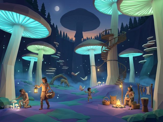 Concept image of Glowcap forest